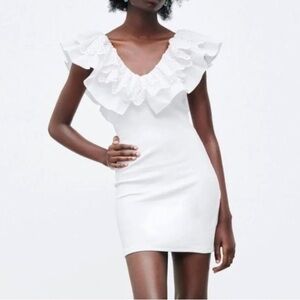Zara NWT Georgia Ruffle stretchy mini dress SIZE SMALL